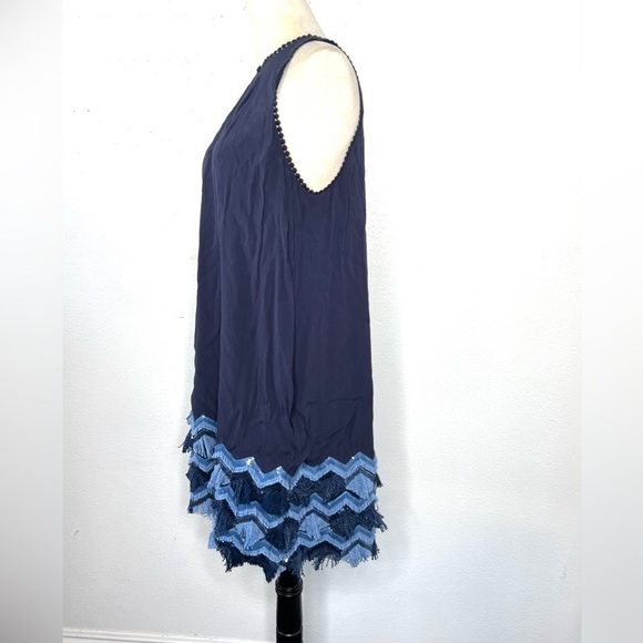 ANTHROPOLOGIE Maeve Festivity Swing Dress Navy Mini Shift Sleeveless Size 6 - Picture 5 of 11